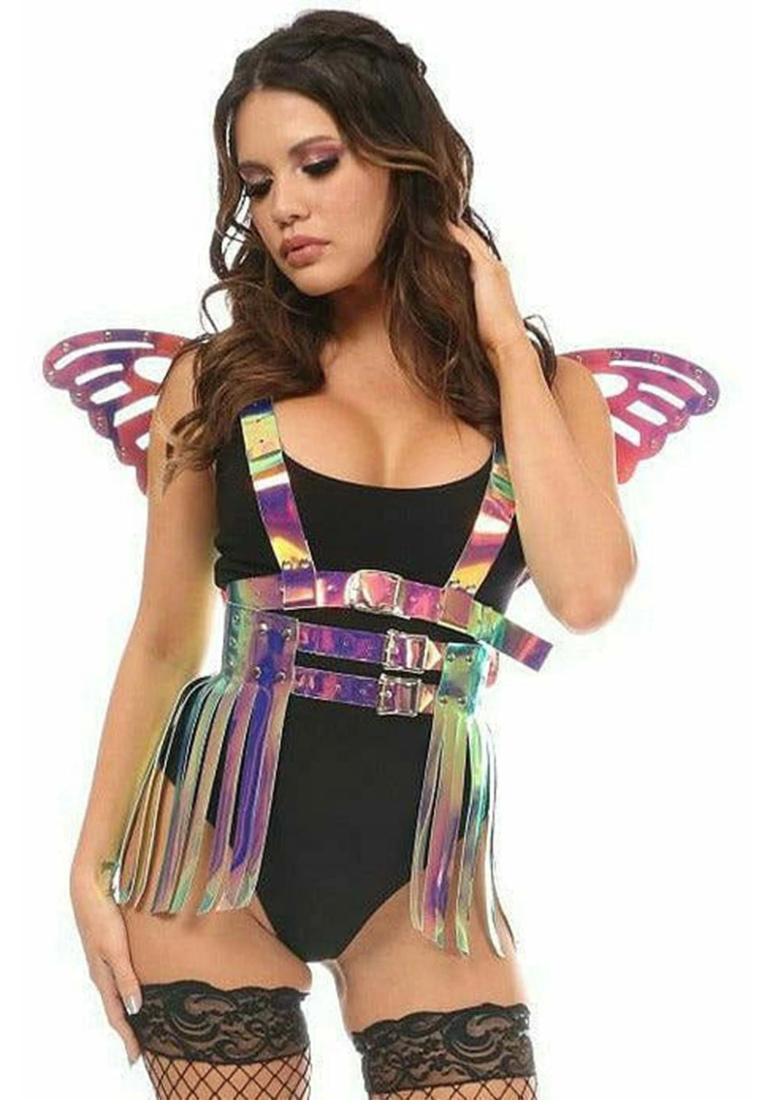 Daisy Corsets Rainbow Gold Holo Harness & Skirt 2 Piece Set 4 Daisy Corsets Rainbow Gold Holo Harness & Skirt 2 Piece Set - Image 2
