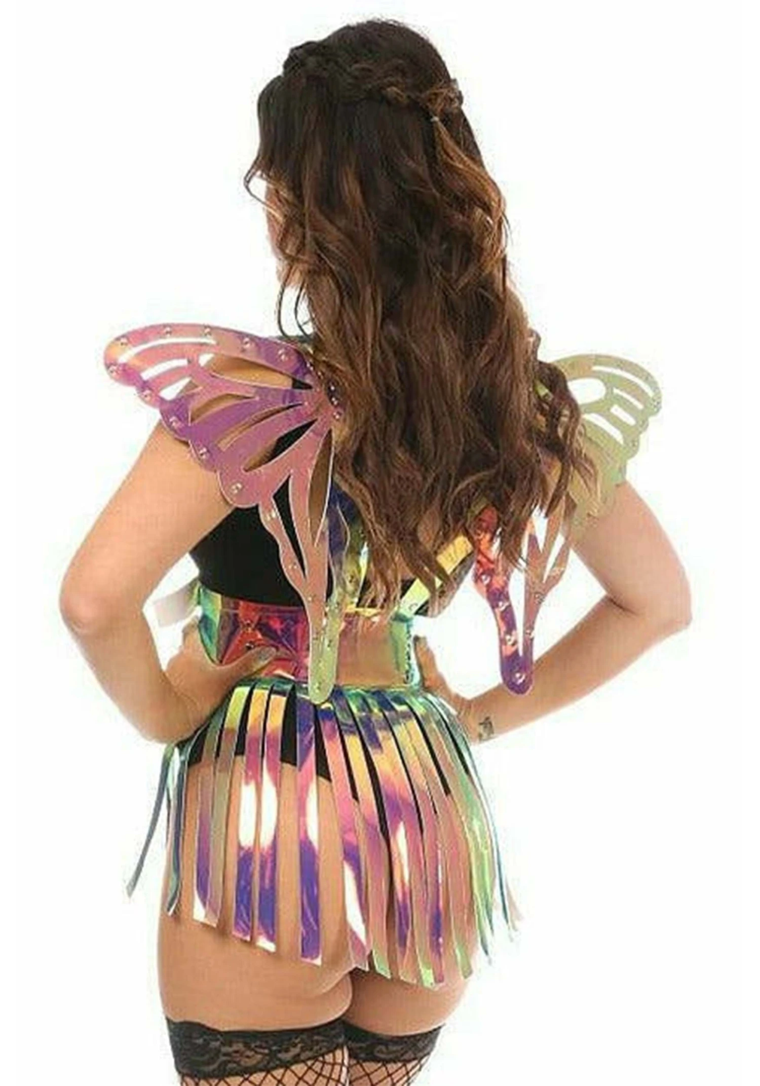 Daisy Corsets Rainbow Gold Holo Harness & Skirt 2 Piece Set 3 Daisy Corsets Rainbow Gold Holo Harness & Skirt 2 Piece Set