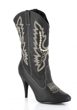 Ellie Adult Black Cowgirl Boots