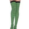 Music Legs Black And Kelly Green Striped Women's Thigh Highs -HALLOWEEN COSTUMES Sales black and kelly green striped thigh highs for women