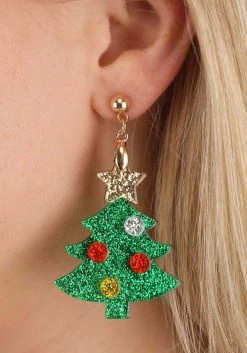 Anarchy Street Christmas Tree Glitter Earrings Lucite