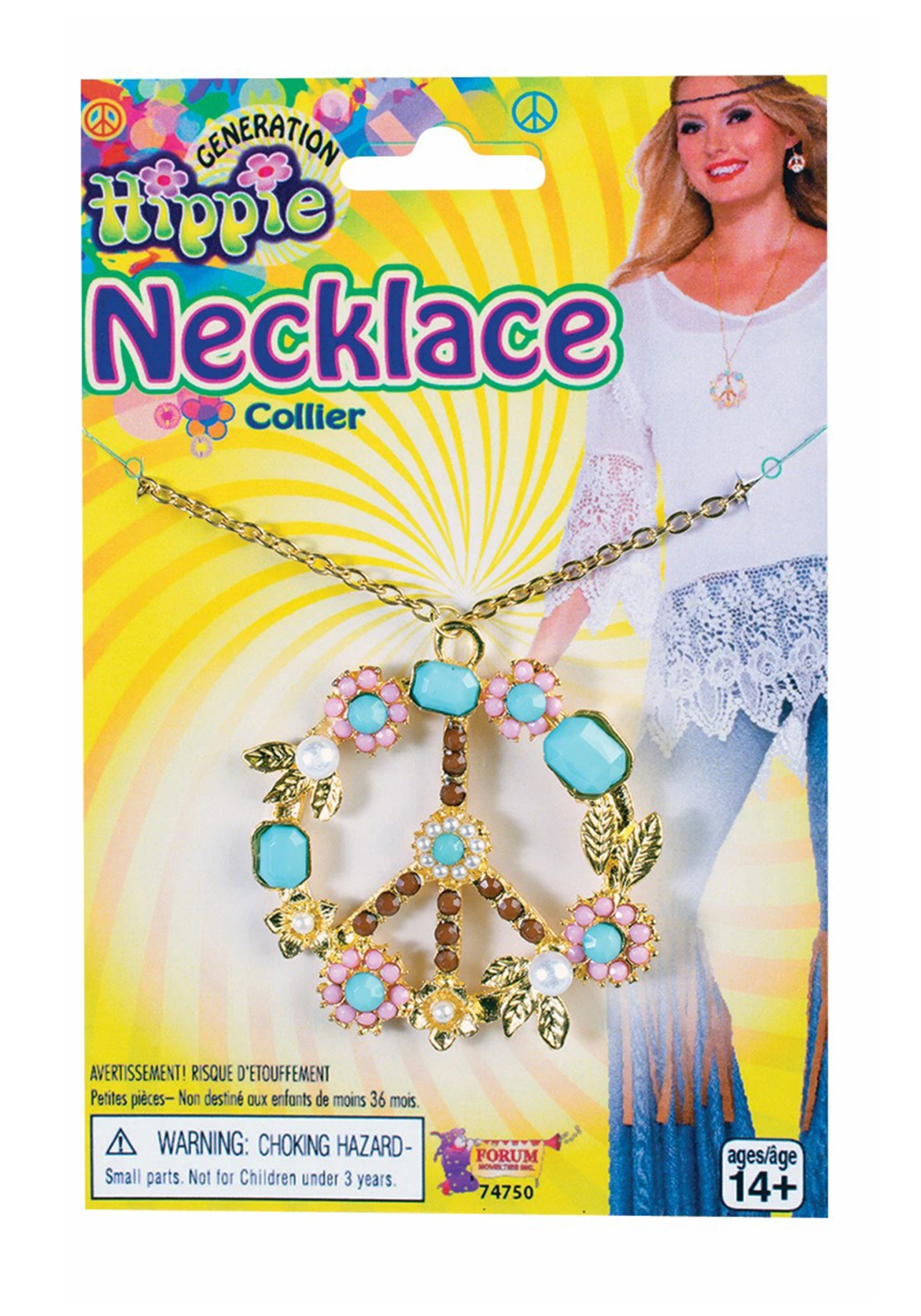Forum Novelties, Inc Deluxe Hippie Peace Sign Necklace 3 Forum Novelties, Inc Deluxe Hippie Peace Sign Necklace