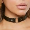 Forplay Black Faux Leather Choker With Metal Ring -HALLOWEEN COSTUMES Sales faux leather choker with metal ring