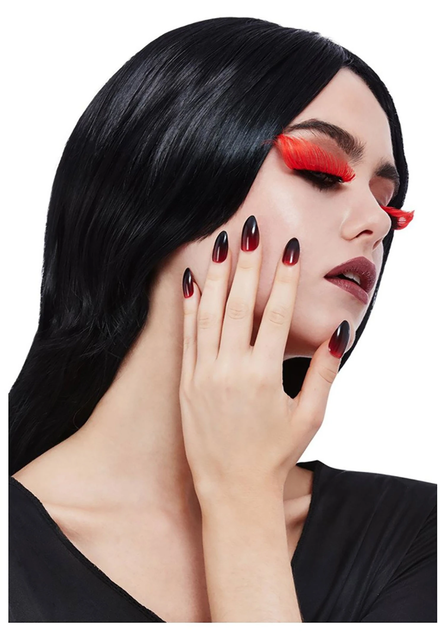 Smiffys Gothic Red & Black Eyelash And Nail Set 3 Smiffys Gothic Red & Black Eyelash And Nail Set