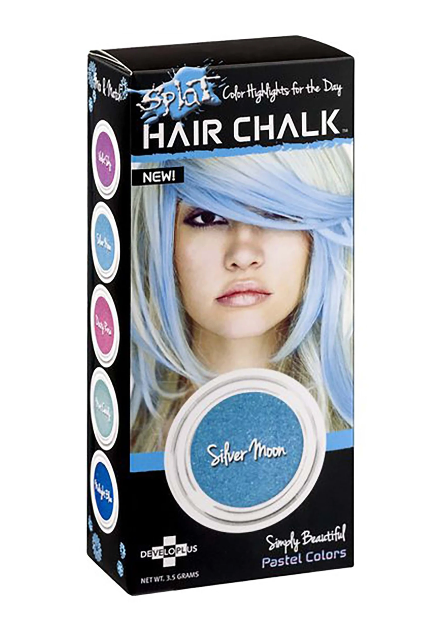 Developlus Splat- Hair Chalk In Silver Moon ( Light Blue) 3 Developlus Splat- Hair Chalk In Silver Moon ( Light Blue)
