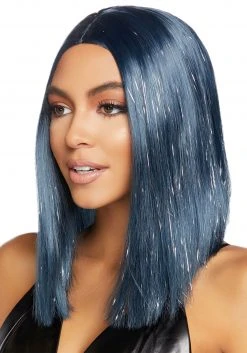 Leg Avenue Tinsel Midnight Blue Long Bob Wig -HALLOWEEN COSTUMES Sales midnight blue tinsel long bob wig alt 2
