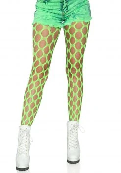 Leg Avenue Neon Green Jumbo Pothole Net Tights For Women