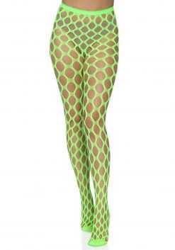 Leg Avenue Neon Green Jumbo Pothole Net Tights For Women -HALLOWEEN COSTUMES Sales neon green jumbo pothole net tights alt 2
