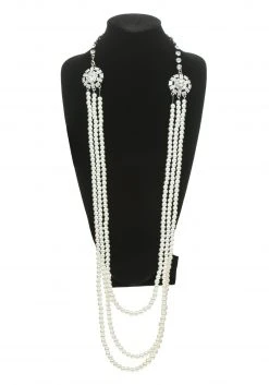 Fornovelty Pearl And Rhinestone Flapper Necklace