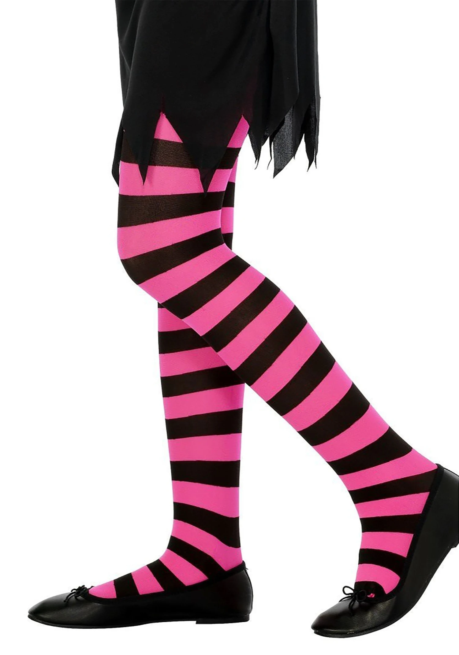 Smiffys Child Pink And Black Striped Tights 3 Smiffys Child Pink And Black Striped Tights
