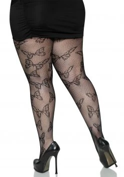 Leg Avenue Plus Size Butterfly Net Black Tights -HALLOWEEN COSTUMES Sales plus size black butterfly net tights alt 1