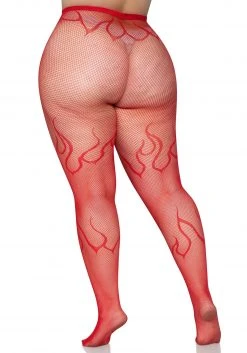 Leg Avenue Women's Plus Size Red Flame Net Tights -HALLOWEEN COSTUMES Sales plus size red flame net tights alt 3