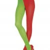 Music Legs Red And Kelly Green Opaque Jester Tights For Women -HALLOWEEN COSTUMES Sales red and kelly green opaque jester tights