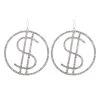 Western Fashion Dollar Sign Rhinestone Costume Earrings -HALLOWEEN COSTUMES Sales rhinestone dollar sign earrings