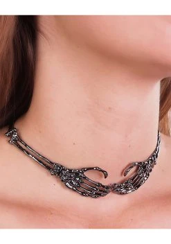 Western Fashion Skeleton Hands Choker Necklace -HALLOWEEN COSTUMES Sales skeleton hands chocker necklace alt 1
