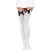 Leg Avenue White Stockings With Black Bows -HALLOWEEN COSTUMES Sales white stockings with black bows