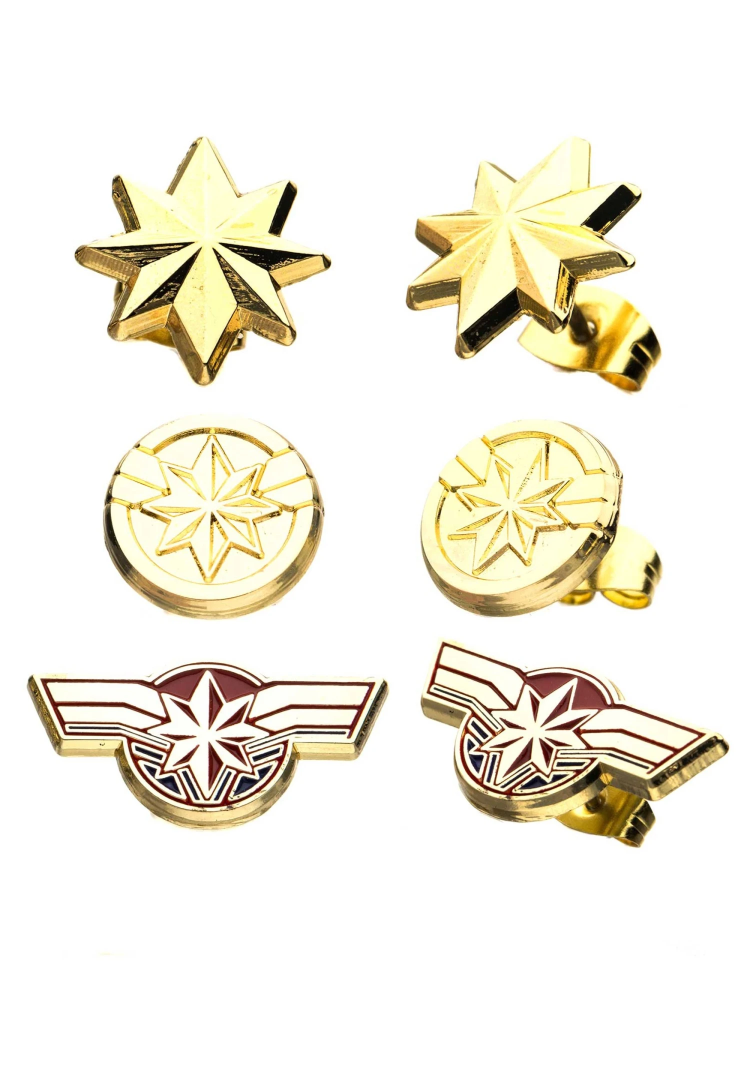 SALESONE Captain Marvel Earring Studs Set 3 SALESONE Captain Marvel Earring Studs Set