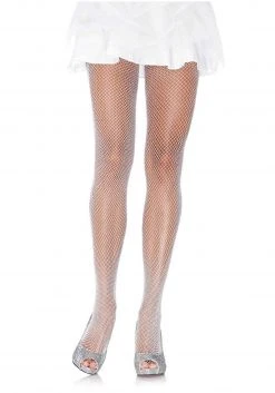 Leg Avenue Women's White Shimmer Fishnet Tights